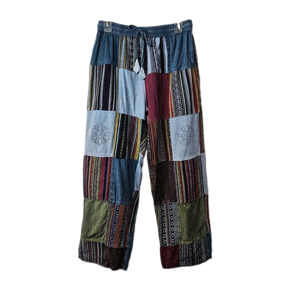 Kathmandu Patchwork Womens L XL Boho Hippie Patchwork Cotton Pants Festival